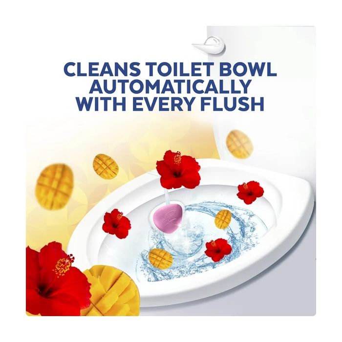 Product image of Lysol Automatic In-The-Bowl Toilet Cleaner, Cleans and Freshens Toilet Bowl, Mango & Hibiscus Scent, 2ct