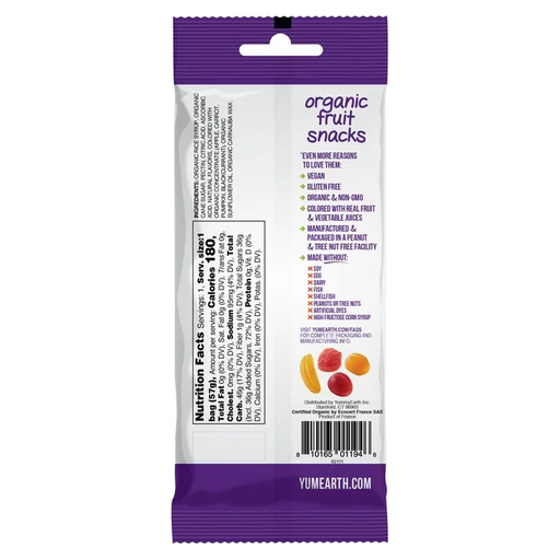 Product image of YumEarth Organic, Gluten-Free Fruit Flavor Fruit Snacks, 2 oz