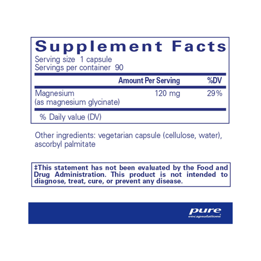 Product image of Pure Encapsulations Magnesium (Glycinate) - Supplement to Support Stress Relief, Sleep, Heart Health, Nerves, Muscles, and Metabolism* - with Magnesium Glycinate - 90 Capsules