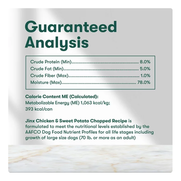 Product image of Jinx Chopped Chicken Recipe Natural Wet Dog Food, Grain-Free, 13 oz.