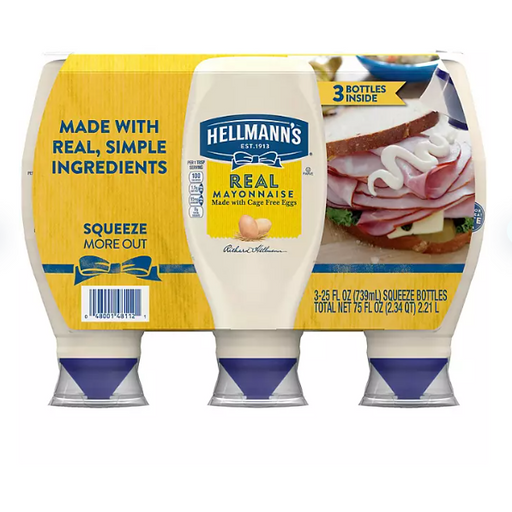 Product image of Hellmann's Real Mayonnaise (25 oz., 3 pk.)