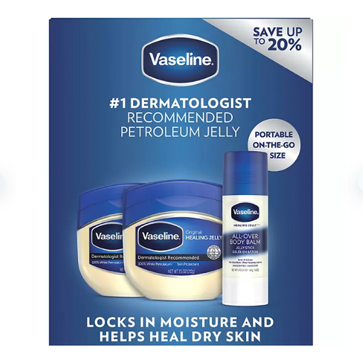Product image of Vaseline Original Healing Jelly & All-Over Body Balm Bundle (7.5 oz., 2 pk. + 1.4 oz. Stick)