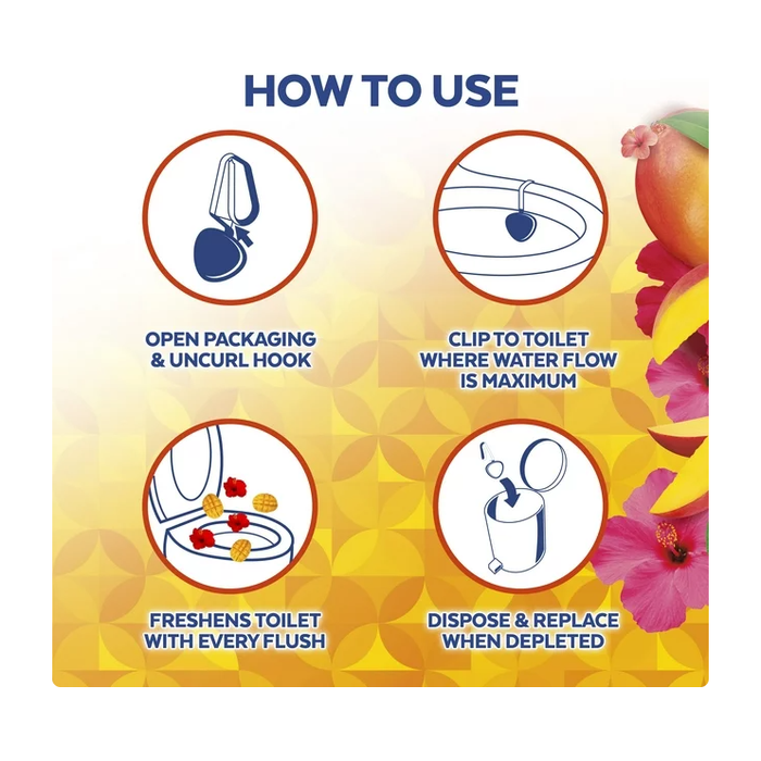 Product image of Lysol Automatic In-The-Bowl Toilet Cleaner, Cleans and Freshens Toilet Bowl, Mango & Hibiscus Scent, 2ct