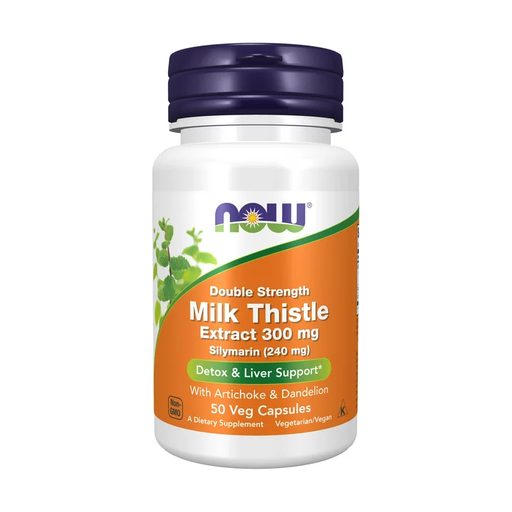 Product image of NOW Supplements, Double Strength Milk Thistle Extract 300 mg Silymarin (240 mg), 50 Veg Capsules