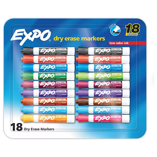 Product image of Expo Dry Erase Markers, Assorted Colors, Pack of 18