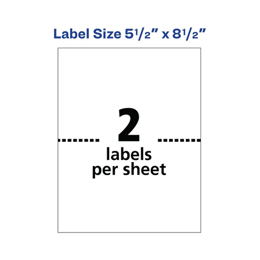 Product image of Avery Shipping Labels, 5.5 x 8.5, White, TrueBlock, Inkjet, 20 Labels (18126) 0.399 lb
