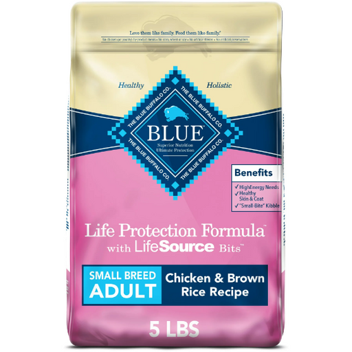 Product image of Blue Buffalo Life Protection Formula Small Breed Chicken and Brown Rice Dry Dog Food for Adult Dogs, Whole Grain, 5 lb.
