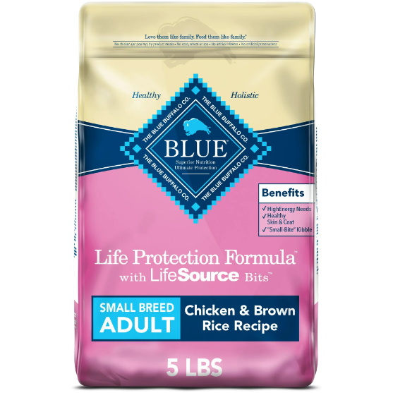 Product image of Blue Buffalo Life Protection Formula Small Breed Chicken and Brown Rice Dry Dog Food for Adult Dogs, Whole Grain, 5 lb.
