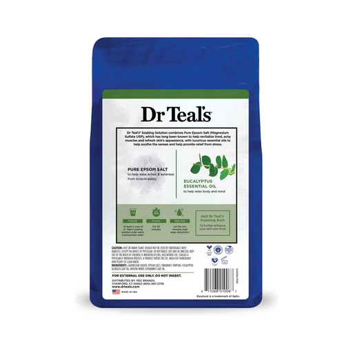 Product image of Dr Teal's Pure Epsom Salt Soaking Solution, Relax & Relief with Eucalyptus Spearmint, 3 lb