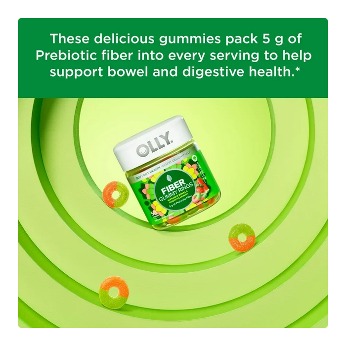 Product image of OLLY Fiber Gummy Rings Supplement, 5g Prebiotic Fiber,Fructo-oligosaccharides (FOS), Strawberry Watermelon, 50 Ct