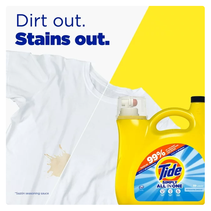 Product image of Tide Simply Refreshing Breeze, 89 Loads Liquid Laundry Detergent, 128 fl oz