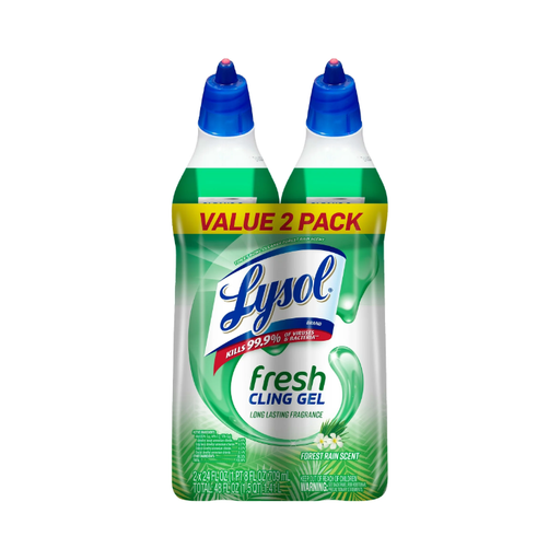 Product image of Lysol Toilet Bowl Cleaner Gel, For Cleaning and Disinfecting, Stain Removal, Forest Rain Scent, 24oz (Pack of 2)