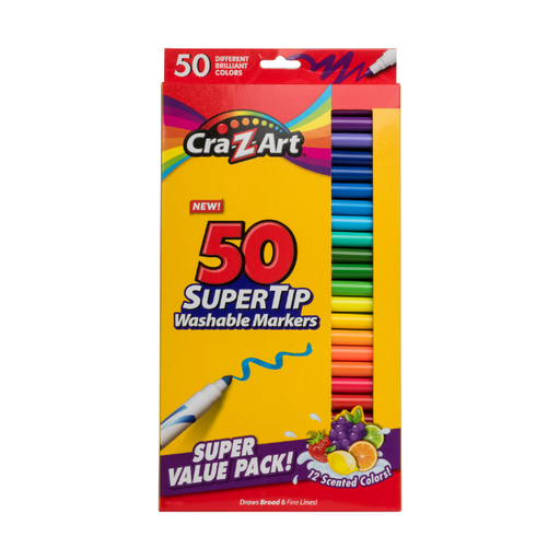 Product image of Cra-Z-Art Super Tip Washable Markers, 50 Count, 12 Scented Colors, Back to School