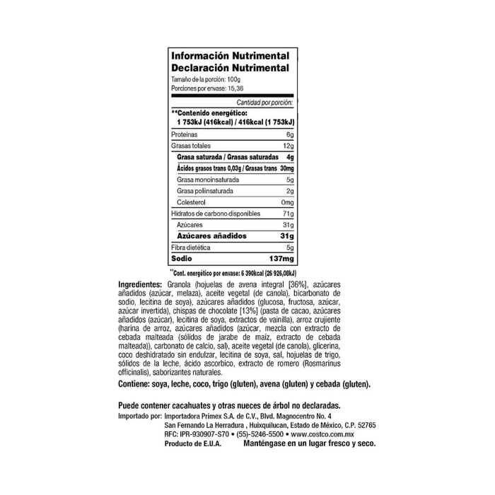 Product image of Kirkland Signature Soft & Chewy Chocolate Chips Granola Bars, 54.4 oz