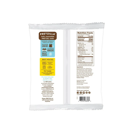 Product image of Pretzilla Soft Pretzel Burger Buns, Vegan, Non-GMO, 12.8 oz, 4 Count