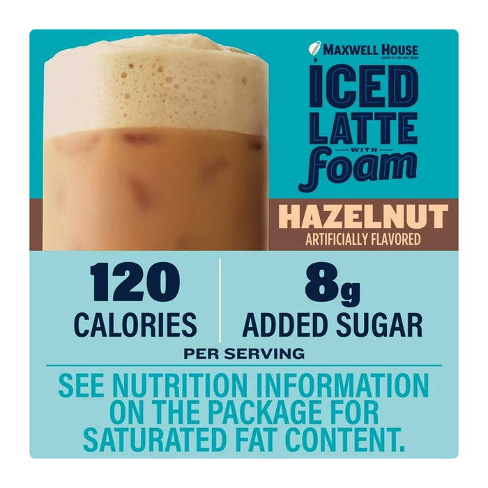 Product image of Maxwell House Iced Latte with Foam - Hazelnut Flavor | 6 Single Serve Packets
