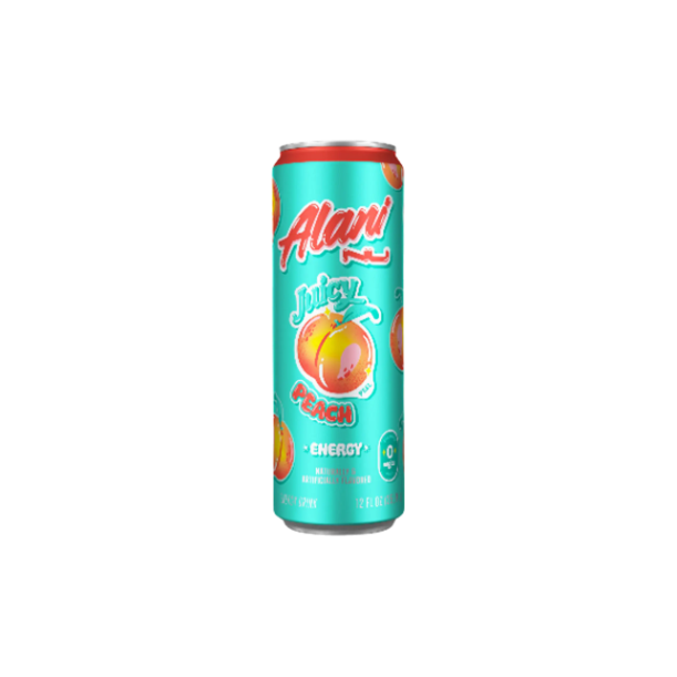 Product image of Alani Nu Juicy Peach Energy Drink & Sour Melon Gummi Snacks | Refreshing & Delicious Combo