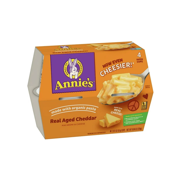 Product image of Annie's Real Aged Cheddar Microwave Mac & Cheese with Organic Pasta, 4 Ct, 2.01 OZ Cups