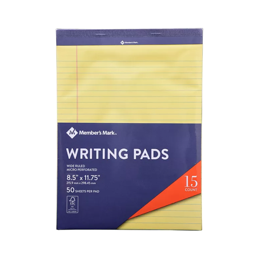 Product image of Member's Mark Legal Writing Pad - Perforated Canary 15-Pack