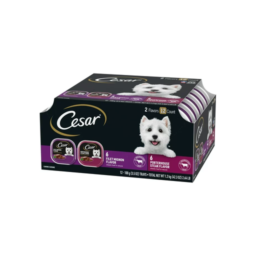 Product image of CESAR Classic Loaf in Sauce Beef Flavors Wet Dog Food Variety Pack, (12 Pack) 3.5 oz. Trays