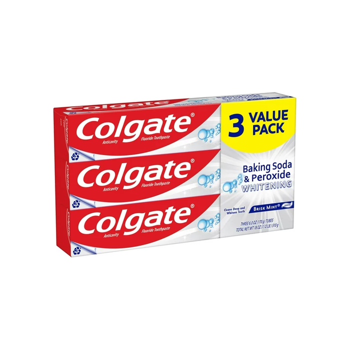 Product image of Colgate Baking Soda and Peroxide Whitening Toothpaste, Brisk Mint, 3 Pack