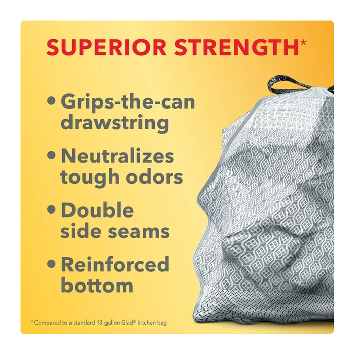 Product image of Glad ForceFlex MaxStrength Tall Kitchen Drawstring Trash Bags, 13 Gallon, Gain Original with Febreze Freshness, 40 Count