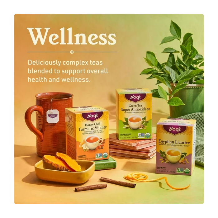 Yogi Tea Green Tea Blueberry Slim Life, Organic Green Tea Bags, 4 Boxes of 16