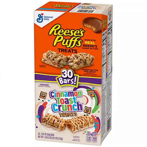 Product image of Reese's Puffs & Cinnamon Toast Crunch Cereal Bar Treats (30 ct.)