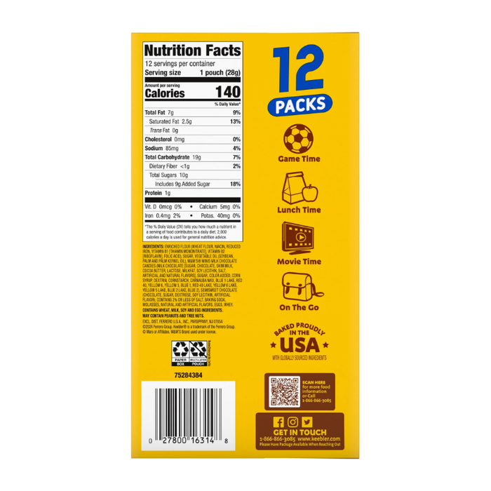 Product image of Keebler Chips Deluxe Minis Cookies with M&M's Minis Snack Bags , 12 Count