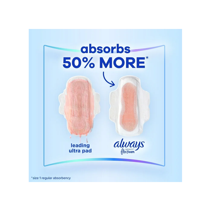 Product image of Always Infinity Feminine Pads with Wings, Size 2, Heavy Absorbency, Unscented, 32 Count