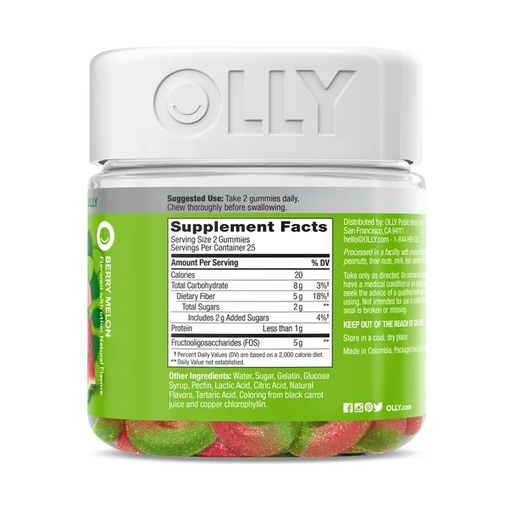 Product image of OLLY Fiber Gummy Rings Supplement, 5g Prebiotic Fiber,Fructo-oligosaccharides (FOS), Strawberry Watermelon, 50 Ct