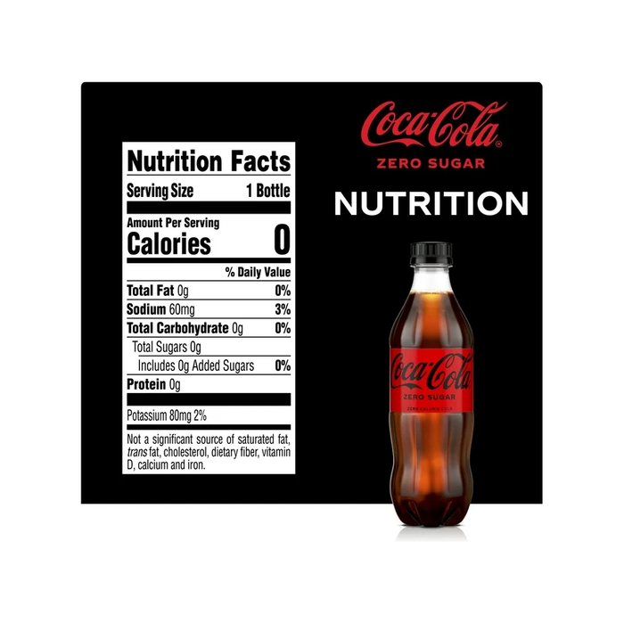 Product image of Coca-Cola Zero Sugar Soda Pop, 16.9 fl oz, 6 Pack Cans