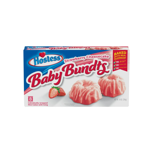 Product image of HOSTESS Strawberry Cheesecake BABY BUNDTS, Baked with Real Strawberries, 10 oz, 8 Count