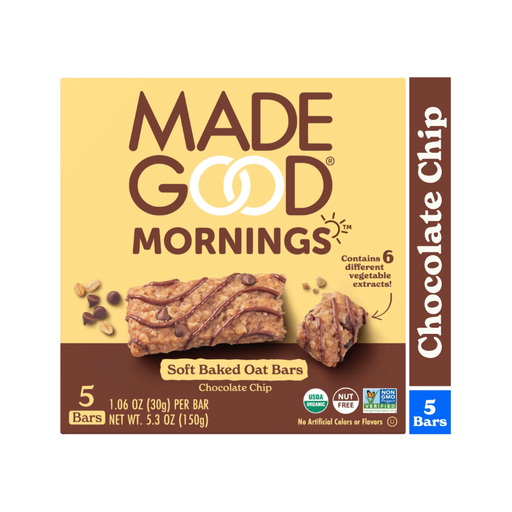 Product image of MadeGood Mornings Chocolate Chip Breakfast Bars, 5 Count
