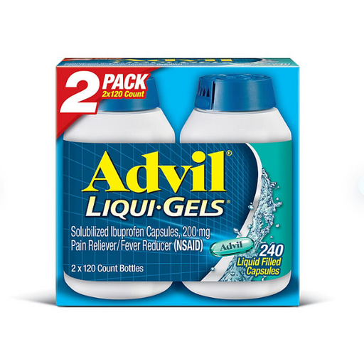 Product image of Advil Liqui-Gels Pain Reliever and Fever Reducer Capsules, 200 mg Ibuprofen, 120 ct./pk., 2 pk.