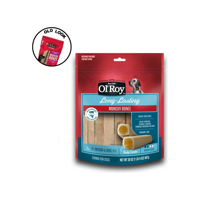 Product image of Ol' Roy Bacon & Cheese Munchy Bone Treats for Dogs, 7 Count