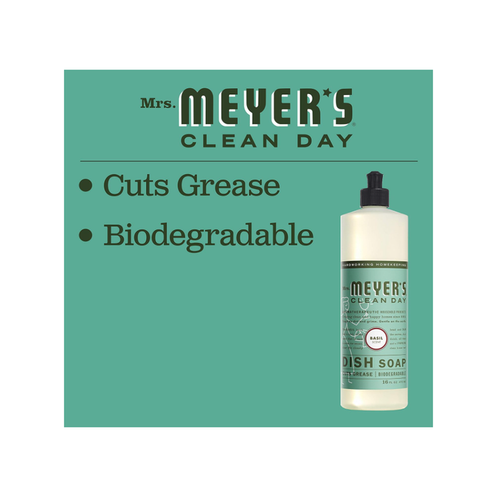 Product image of Mrs. Meyer's Clean Day Liquid Dish Soap, Basil Scent, 16 Fluid Ounce Bottle Pack of 3
