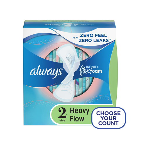 Product image of Always Infinity Feminine Pads with Wings, Size 2, Heavy Absorbency, Unscented, 32 Count