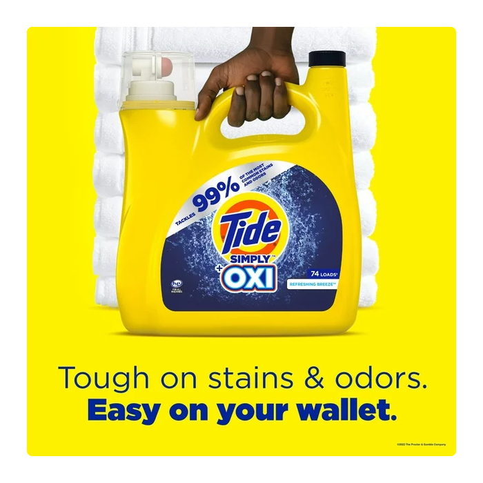 Product image of Tide Simply Oxi, 74 Loads Liquid Laundry Detergent, 115 fl oz