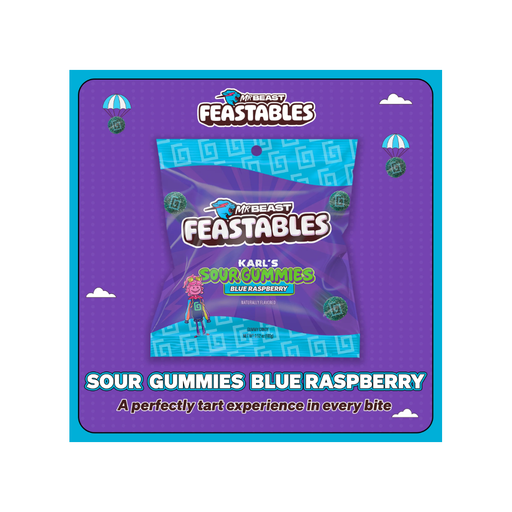 Product image of Feastables Karl Blue Raspberry Gummy Candy, Gluten Free, 3.52 oz