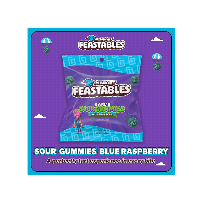 Product image of Feastables Karl Blue Raspberry Gummy Candy, Gluten Free, 3.52 oz