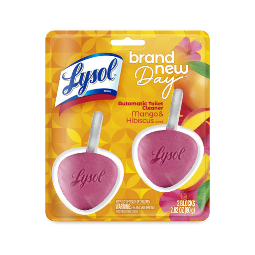 Product image of Lysol Automatic In-The-Bowl Toilet Cleaner, Cleans and Freshens Toilet Bowl, Mango & Hibiscus Scent, 2ct