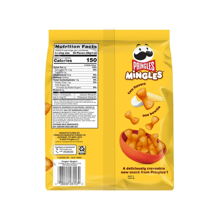 Product image of Pringles Mingles Cheddar and Sour Cream Puffed Snacks, Gluten-Free, Cheese Puffs, 5.5 oz
