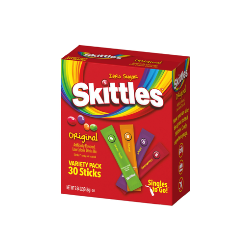 Product image of Skittles Zero Sugar Variety Pack Singles-to-Go Powdered Drink Mix, Original, 30 Count Packets
