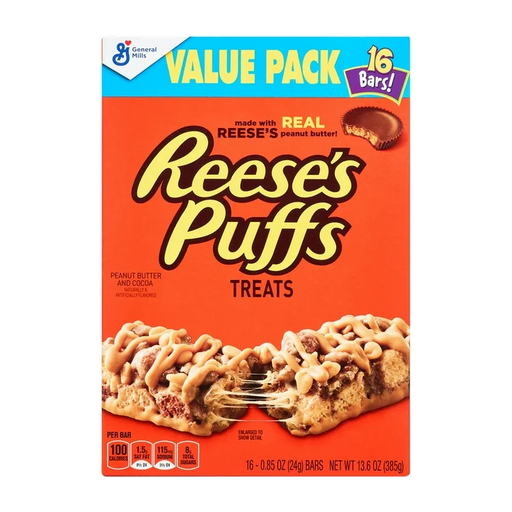 Product image of Reese's Puffs Breakfast Cereal Treat Bars, Peanut Butter & Cocoa, 16 ct