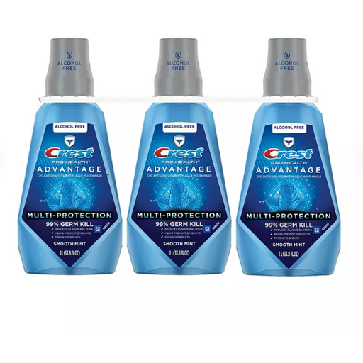 Product image of Crest Pro-Health Advantage Multi-Protection Mouthwash, Smooth Mint, 33.8 fl. oz., 3 pk.