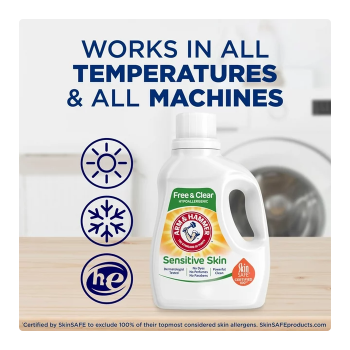 Product image of Arm & Hammer Sensitive Skin Free & Clear, 105 Loads Liquid Laundry Detergent, 105 Fl oz