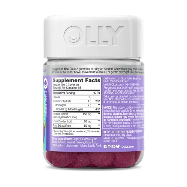 Product image of OLLY Keep it Moving Laxative Supplement, Constipation Support, Rhubarb, Prunes, AMLA, Plum Berry, 30 Ct