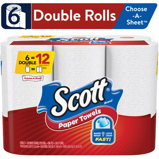 Product image of Scott Choose-A-Sheet Paper Towels, White, 6 Double Rolls