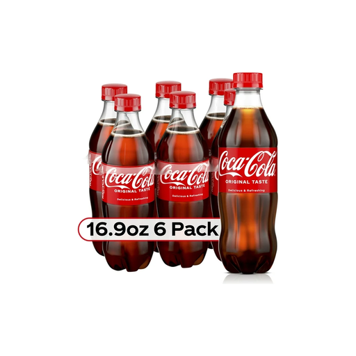 Product image of Coca-Cola Soda Pop, 16.9 fl oz, 6 Pack Bottles